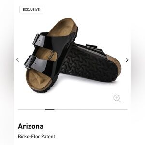 Black Arizona Birko Flor Patent leather Birkenstocks women size 38 (US 8)